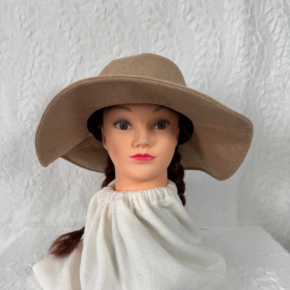 ASN Anthropologie Sun Hat Harper Tan Felt Soft Wool Blend Floppy Boho Floppy - Picture 2 of 6